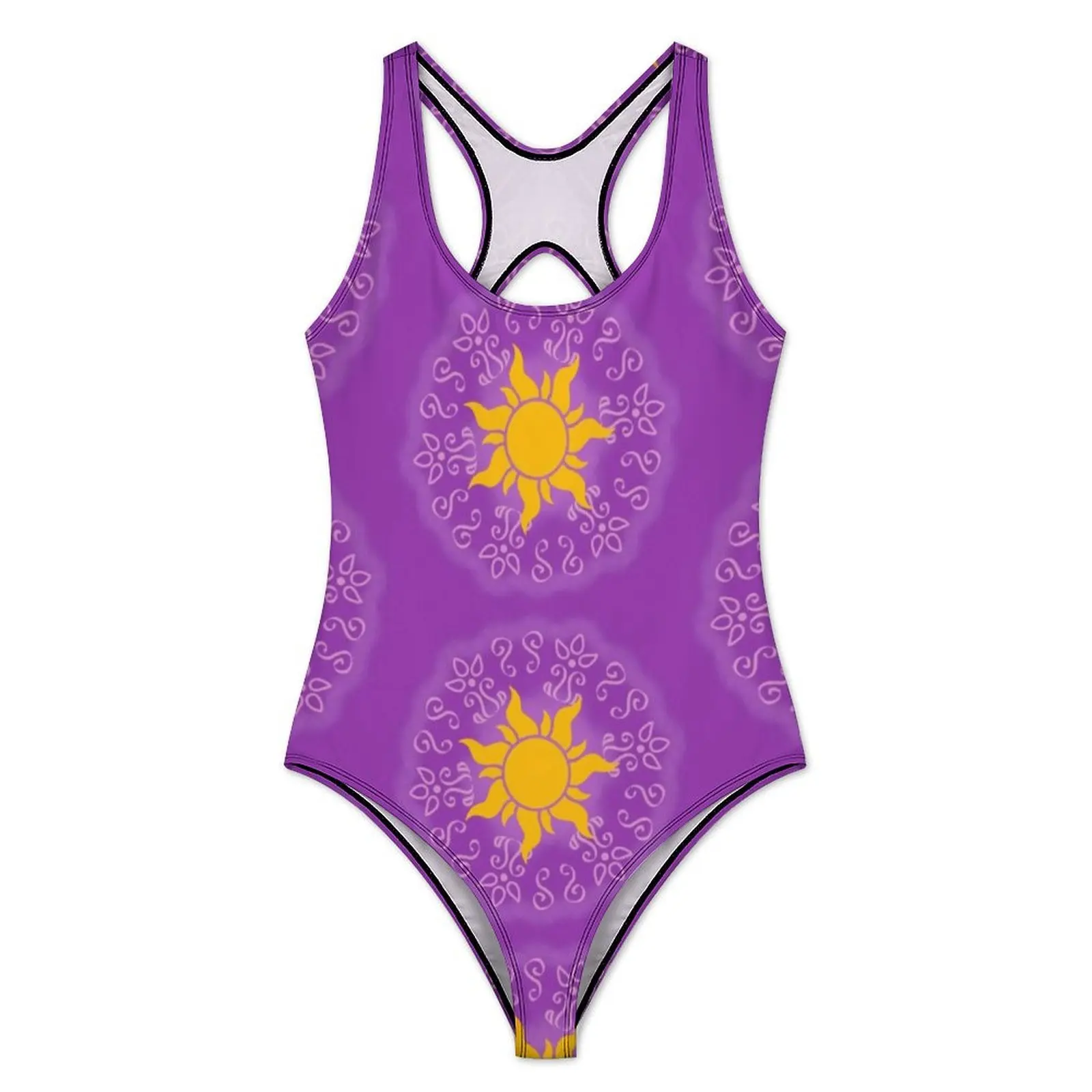 Golden Sun Swimsuit Pink Swirls Push Up Swimwear One Piece Fitness Monokini Swimsuits Sexy Graphic Beachwear Plus Size