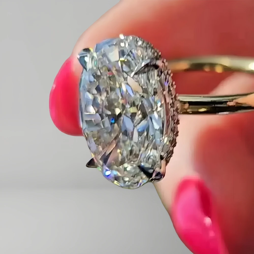 1-8 Ct Oval Cut Moissanite Engagement Ring Hidden Halo Diamond Wedding Ring Ring for Women S925 Sterling Silver with Certificate