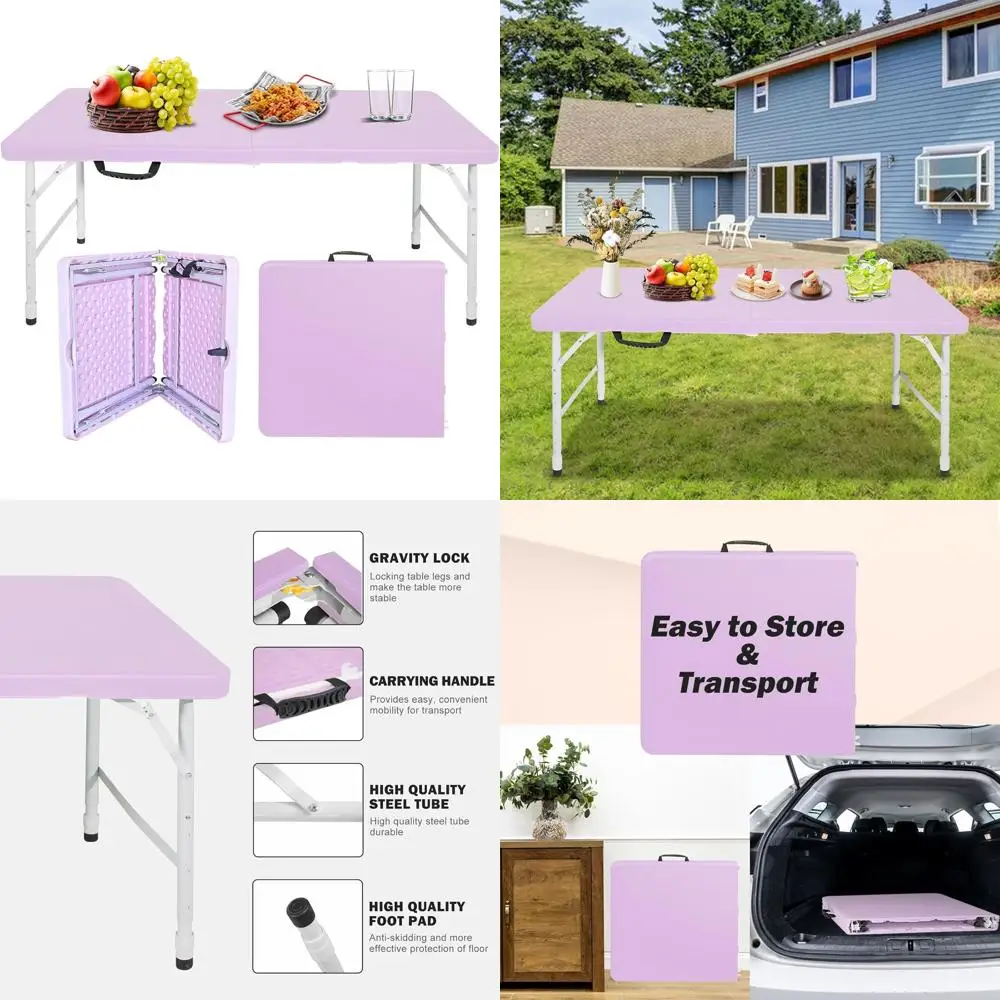 

Folding Plastic Picnic Table - 4ft, 6ft, 8ft Heavy Duty for Indoor & Outdoor Use