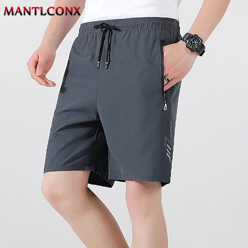 

Мужские повседневные шорты для пляжа, дышащие, новые, летние, с эластичным поясом, для бега и спорта, с карманами на молнии