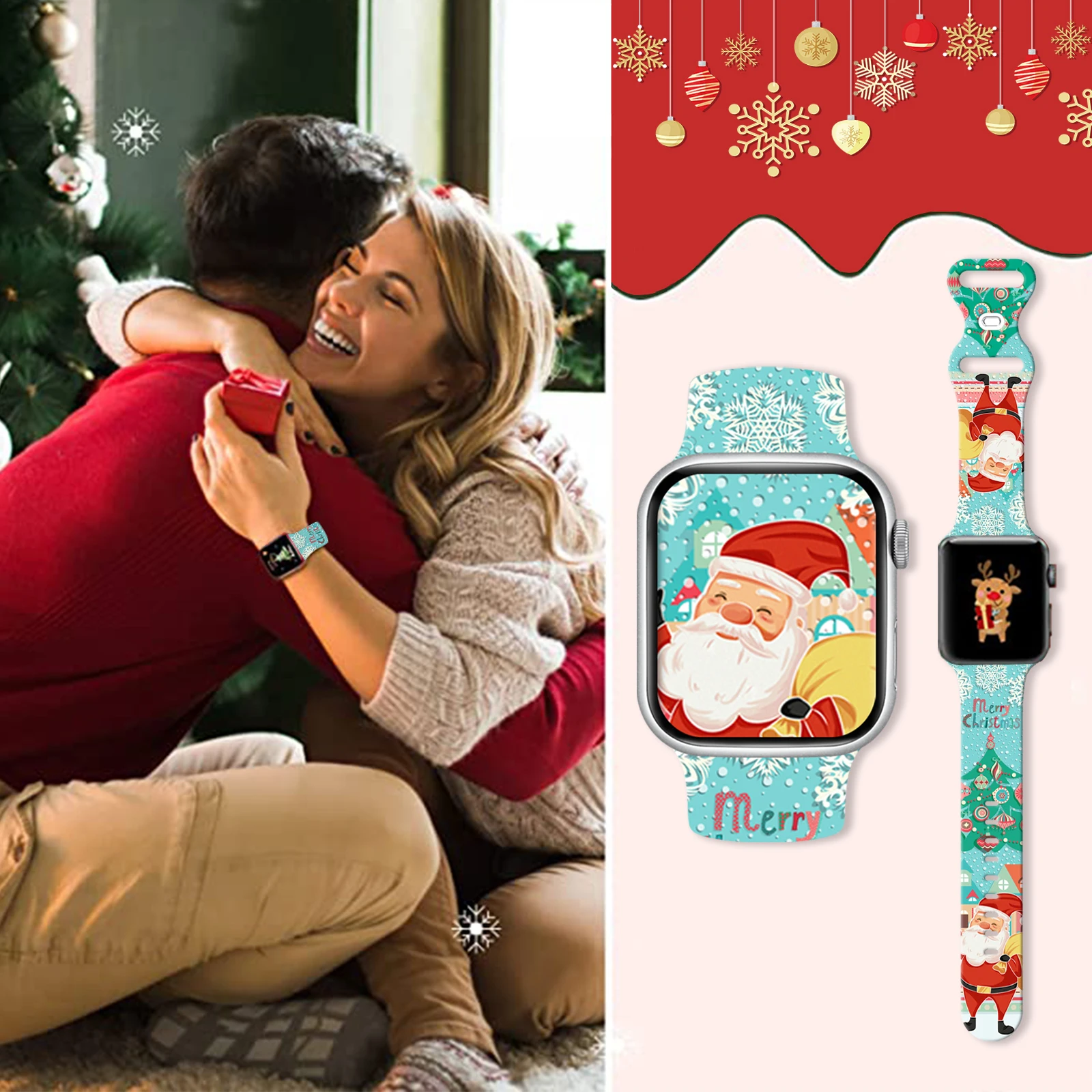 Kerst 1 bedrukte band voor Apple Watch 46 mm 45 mm 42 mm 40 mm 38 mm 49 mm horlogeband vervangbare armband voor iWatch 11 10 9 8 band