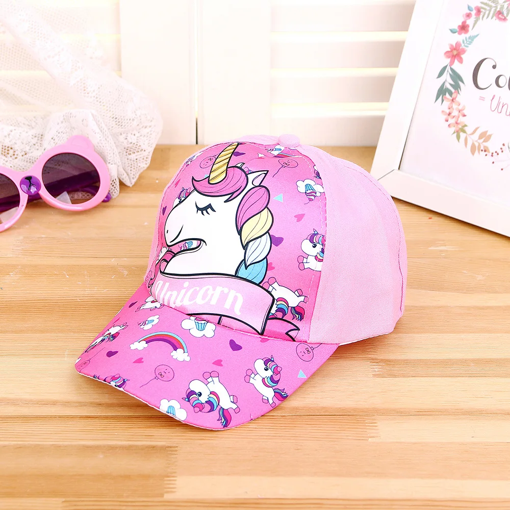 Unicorn Baseball Caps Digger Dinosaur Print Peaked Hat Boys Girls Cute Cartoon Sun Protection Sun Hats For Kids 3-8 Years