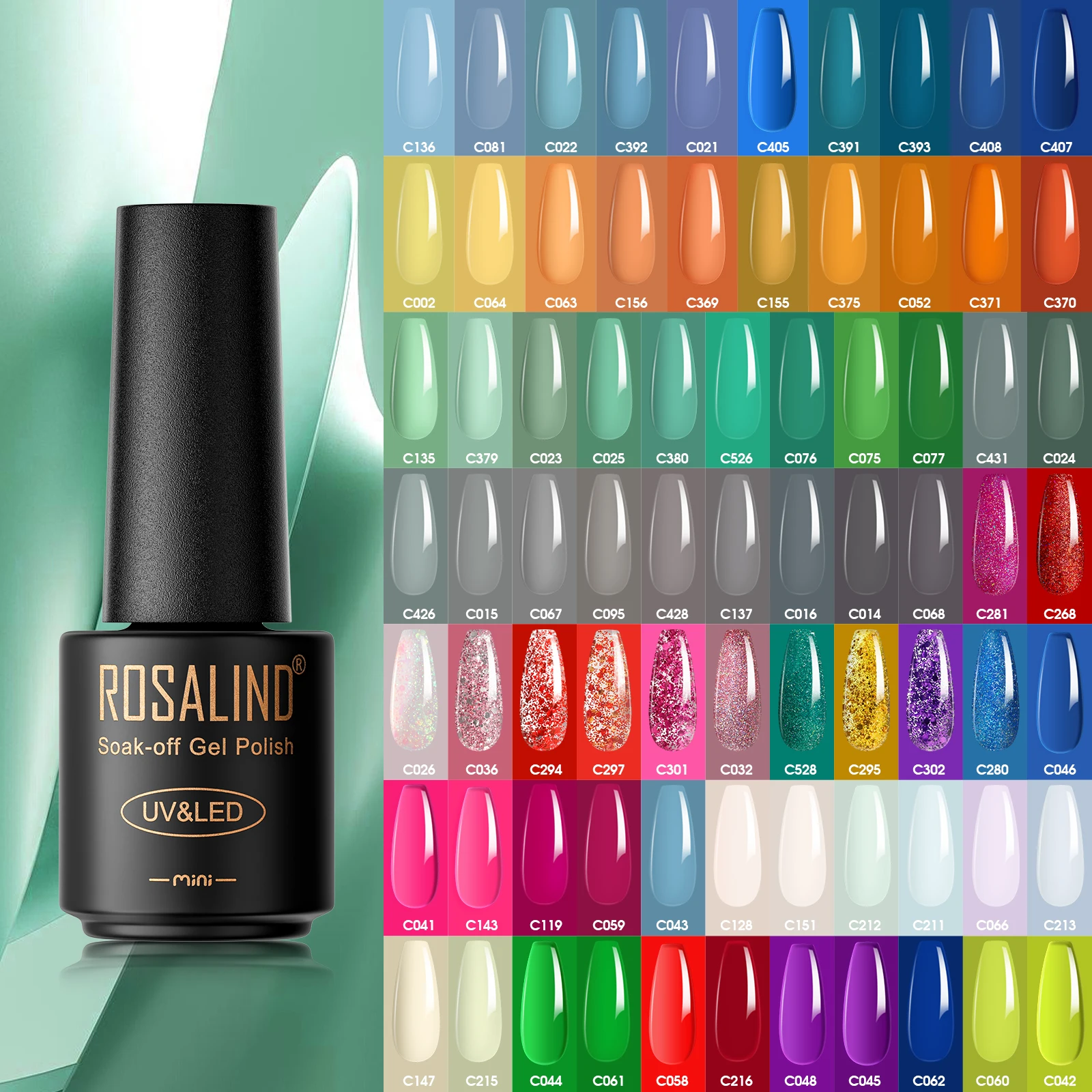 ROSALIND Mini Shiny Gel Nail Polish Hybrid Varnish Semi Permanent Top Base Coat 5ml Gel Varnishes Long Lasting