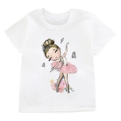 Funny Ballet Lover New Summer Girls Print T-shirt Children'S Clothing  White Harajuku Shirt Kawaii Clothes