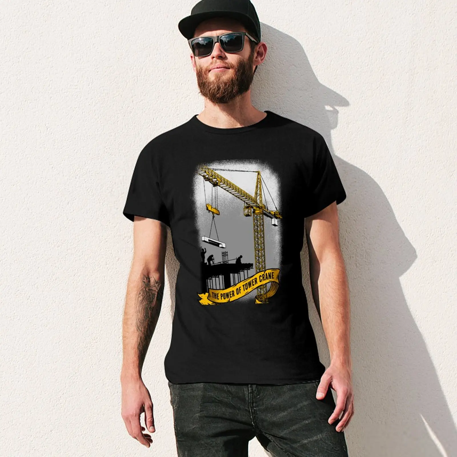 The Power Of Tower Crane T-Shirt tops vintage anime shirt men clothing