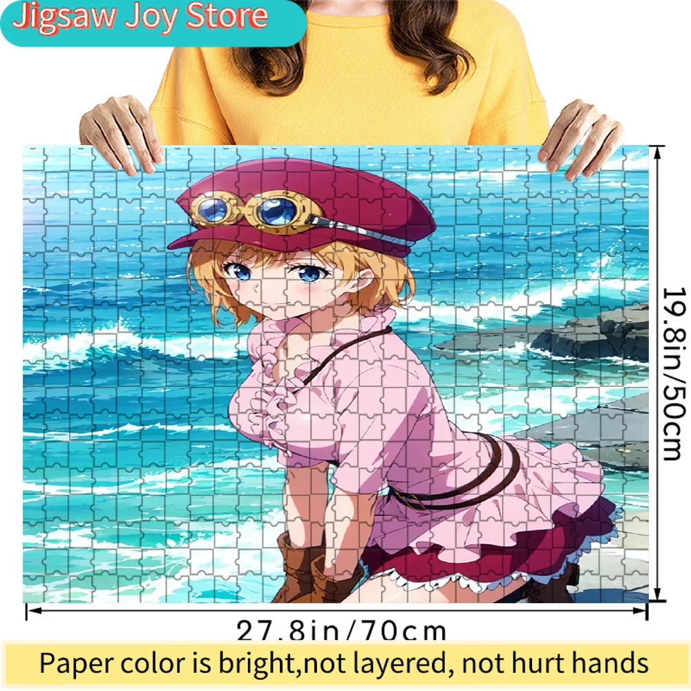 

One Piece Koala Pink Ruffle Outfit Coastal Scene Art Paper Jigsaw Puzzle, Revolutionary Army Anime Character, Collectible Gift f