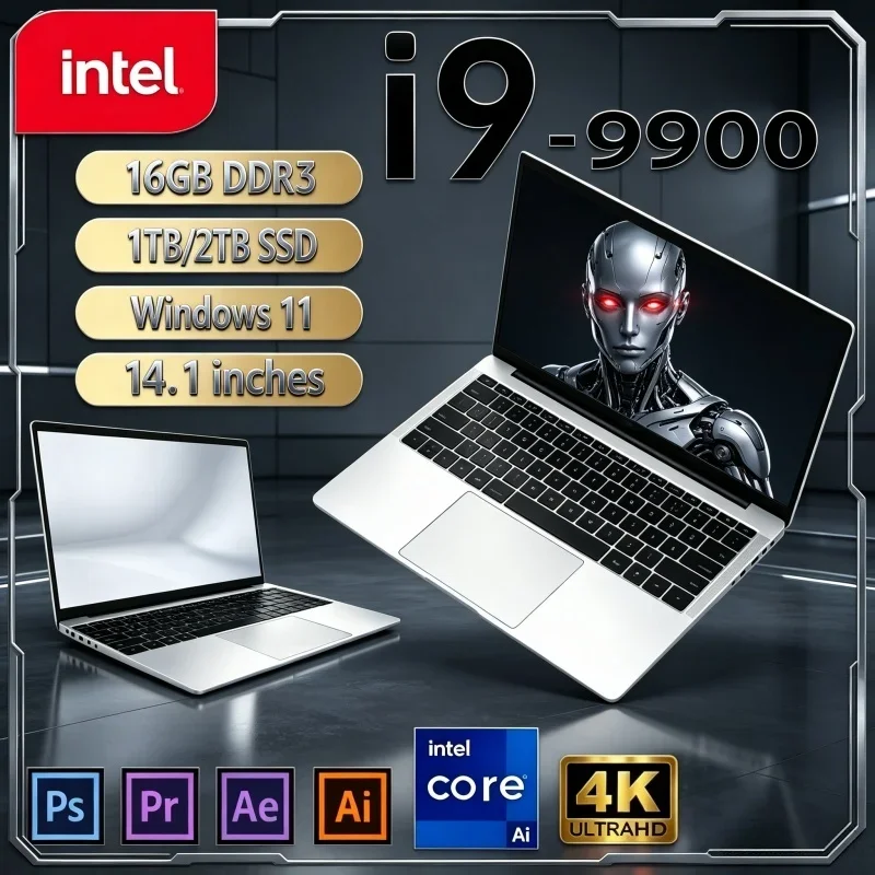 2026 I9‑9900 New Hot 14.1" FHD IPS Business Laptop 120Hz Backlit Keyboard 16/32GB RAM 2TB SSD Win11