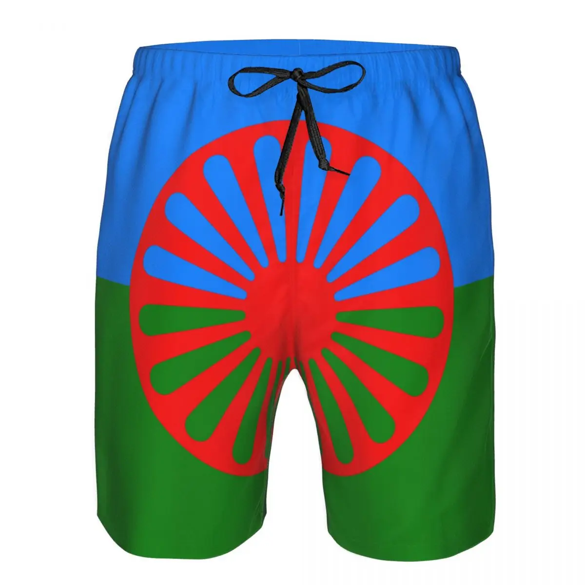 Romani People Rom Gypsy Flag Mens Swim Trunks Qucik Dry Board Beach Shorts Bathing Suit for Men Boardshorts Lightweight