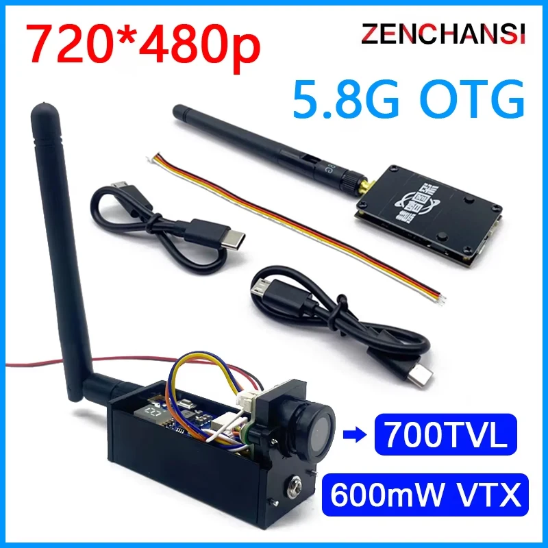 Ready to use 5.8G FPV UVC Receiver Video Downlink OTG VR Android Phone+600mW VTX Transmitter and CMOS 700TVL Camera For RC Drone