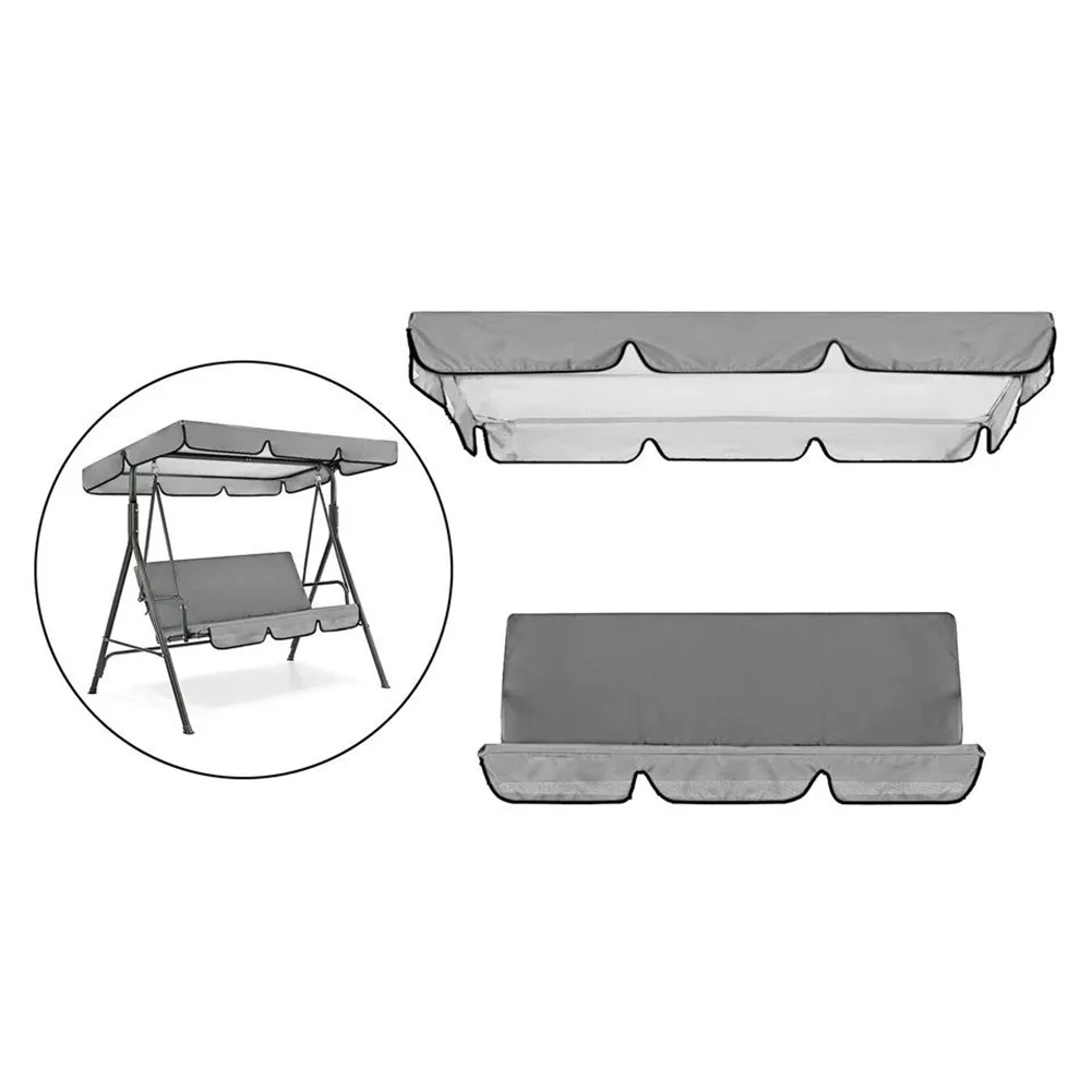 Swing Canopy Awning Set Waterproof Yard Swing Cushion- Cover 3 Person Swing Seat Cover Kit For Garden 3 Seat Swing Chair