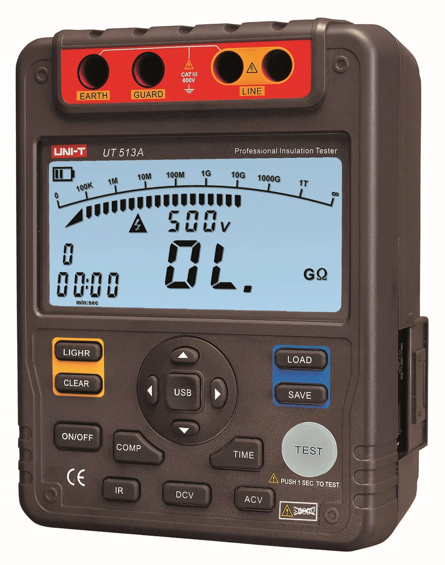 UNI-T UT513A Insulation Resistance Tester 30 Analogue Bar Graph AC DC 500V 1000V 2500V 5000V Tester USB PC Software