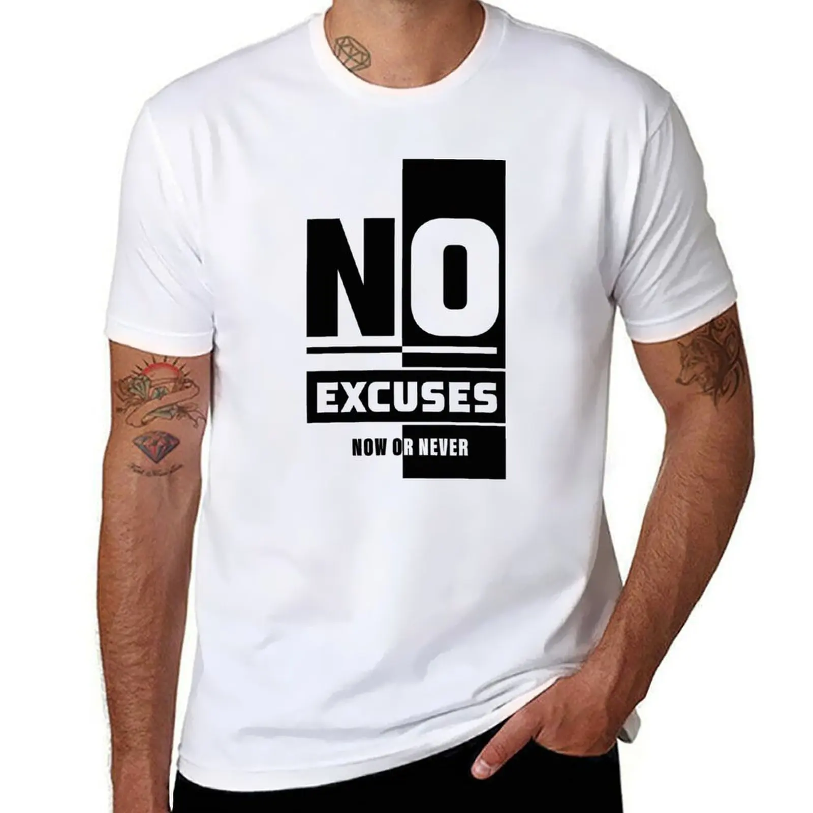 

NO EXCUSES' (BLACK DESIGN) T-Shirt man t shirts for men funny t shirts man T-Shirt