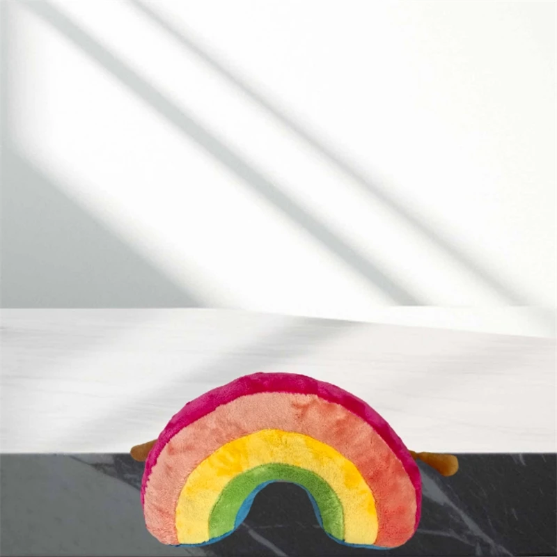 Cute Rainbow Plush Toy Soft Stuffed Animal Pillow Cute Cozy Gift For Kids Teens Women Nursery Bedroom Party Centerpiece