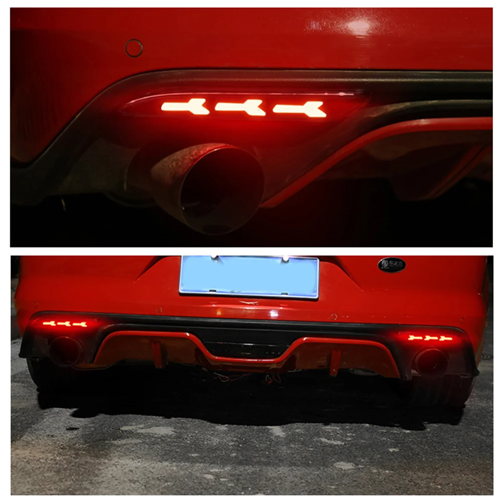 

Для Ford Mustang красный светодиодный отражатель заднего бампера автомобиля, задние/стоп-сигналы, задние противотуманные фары с последовательным указателем поворота 2015 2016 2017