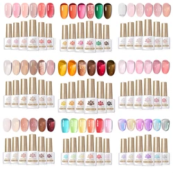 BORN PRETTY 6pcs Crystal Amber Gel Nail Polish Set Jelly Pink Nude Winter Semi Permanent Soak Off UV LED Varnish Manicure Kits