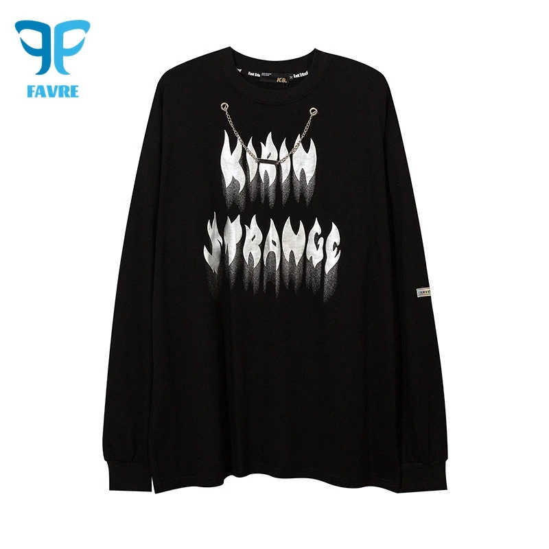 

FAVRE Mens Personality Letter Print Sweatshirts Y2K Crewneck Spring Autumn Ins Pullovers Women Fashion High Street Couple Tops