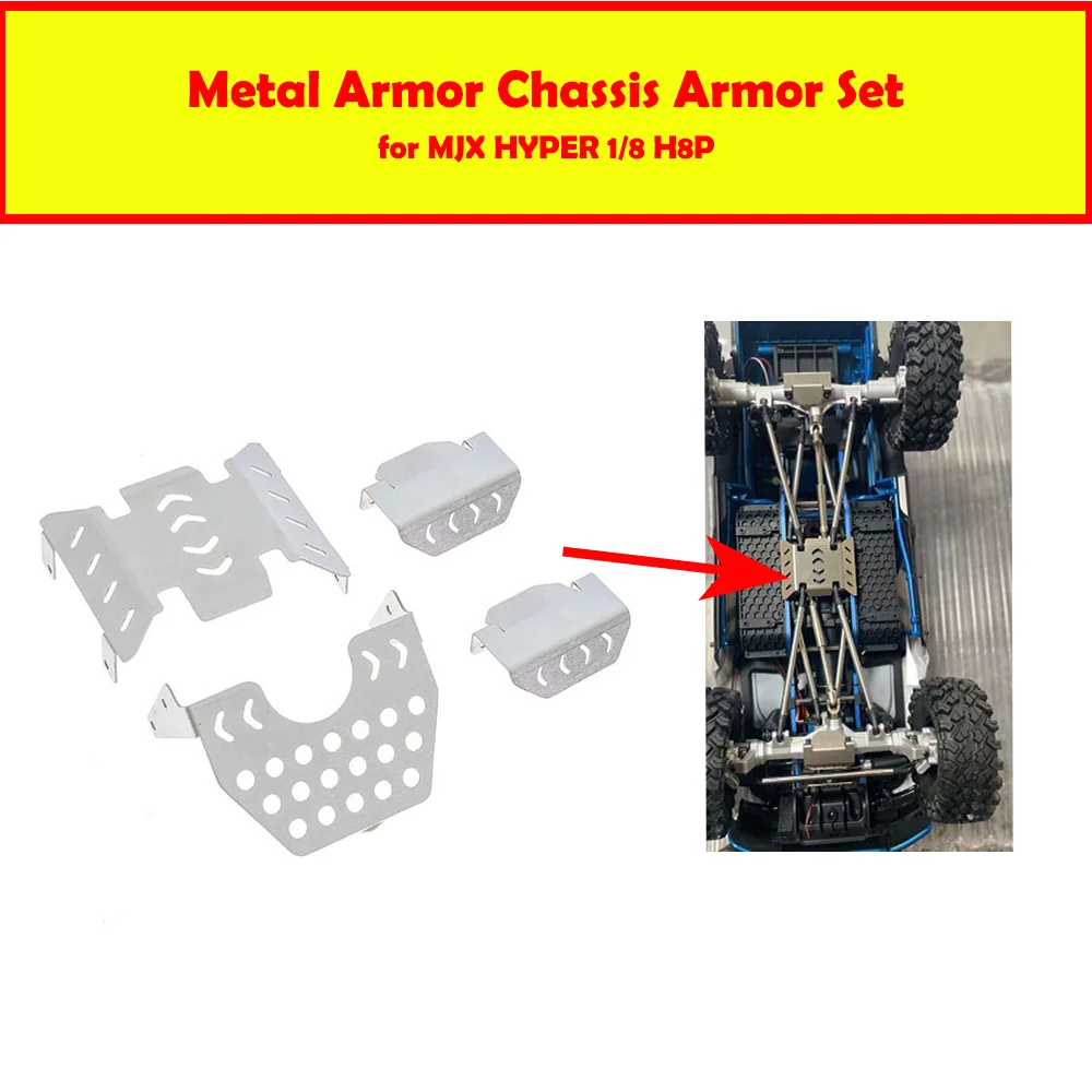 Juego de armadura de chasis de armadura de Metal para MJX HYPER 1/8 H8P placa protectora accesorios LY199