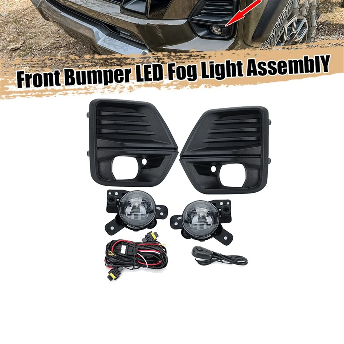 

ABQA-1Set Car Front Bumper LED Fog Light +Fog Lamp Cover+Harness Kit for Chevrolet Colorado 2023 2024 Daytime Running Lights