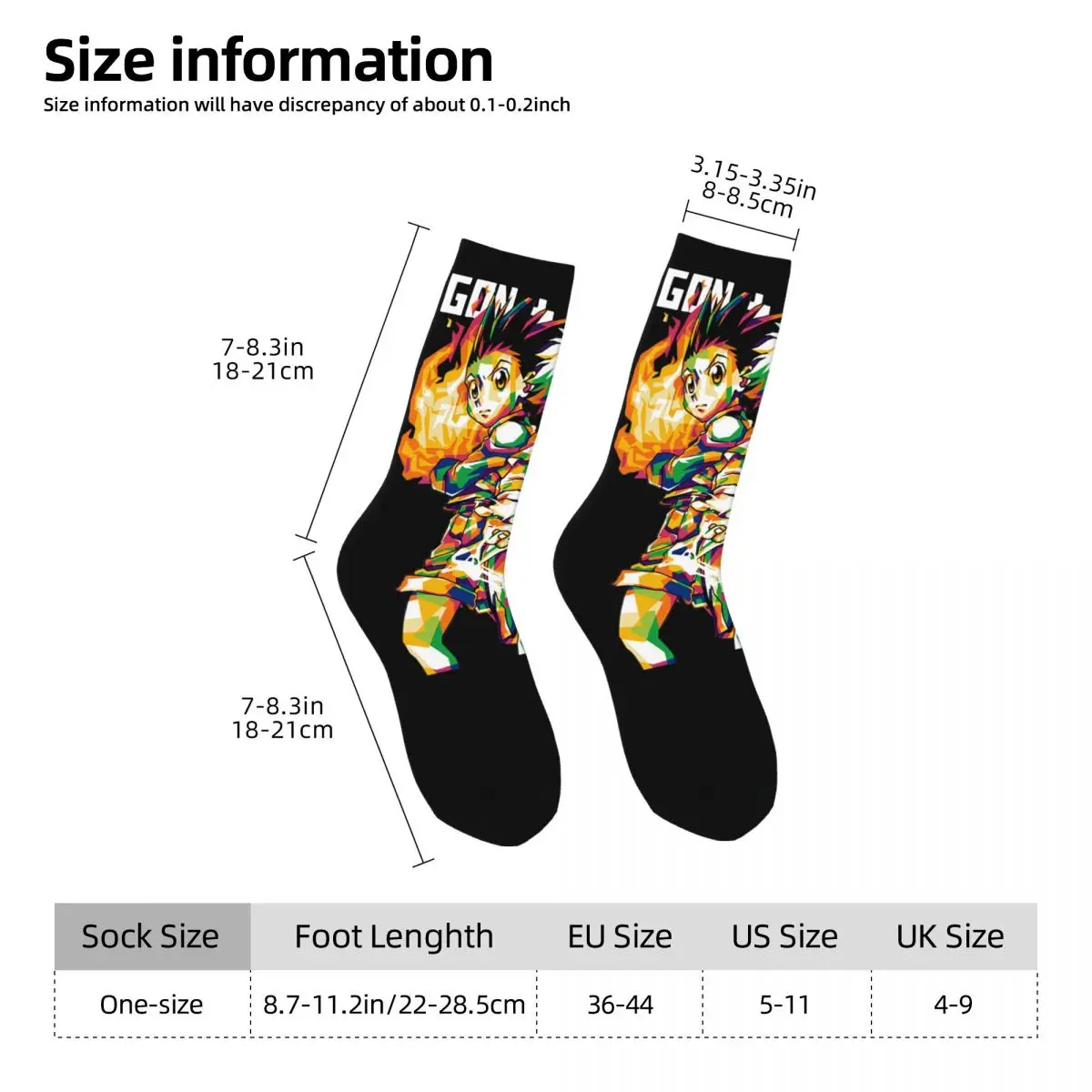 Fashion Hunter X Hunter Gon Killua Skateboard Socks Anime Polyester Long Socks for Women Men