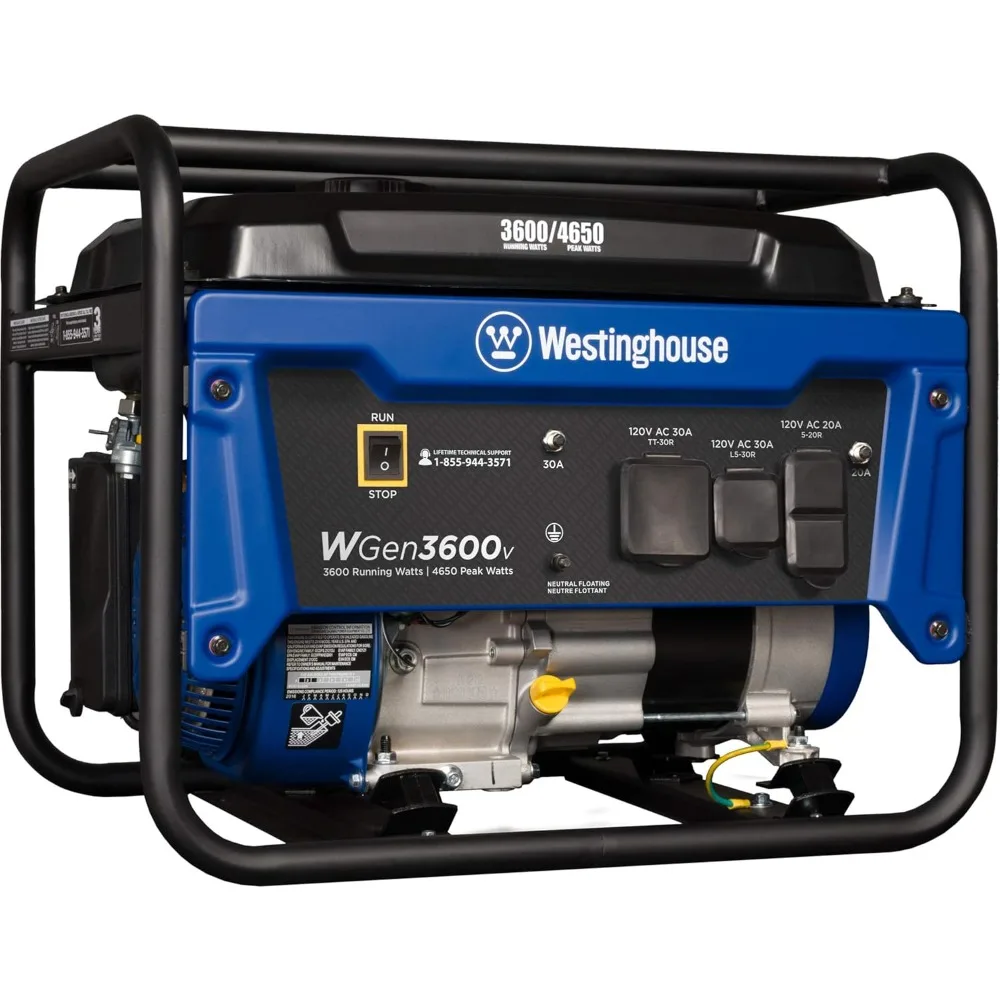 Portable Gas-Powered Generator with 4650 Peak Watts, 30A RV Outlet