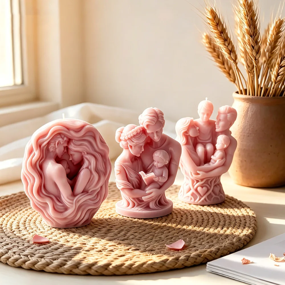 

3D family hug silicone candle mold romantic couple and parent-child plaster mold suitable for DIY wax making home decoration