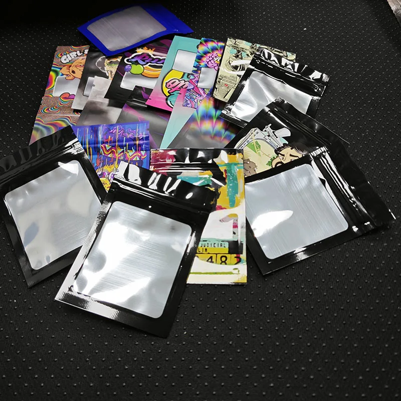 

Wholesale Zip Lock Bag Reusable Plastic Resealable Zipper Dispensary Exit Mylar Bags Smell Proof 1g Candy Gummy Packaging Pouch