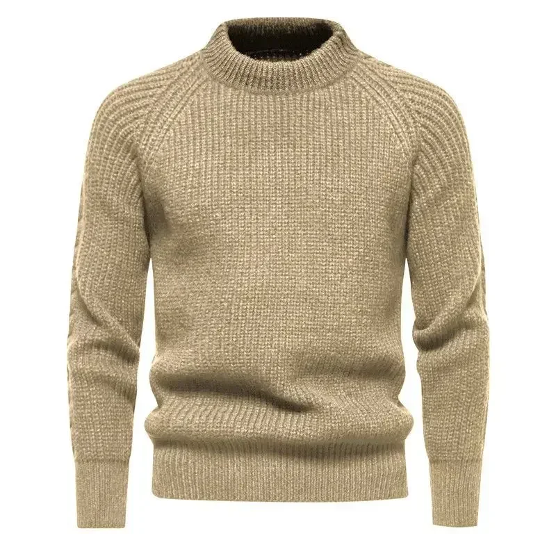 

European and American Retro Men's Thickened Sweater. Winter Leisure All-match Pullover Warm Knitted Woolen Sweater.