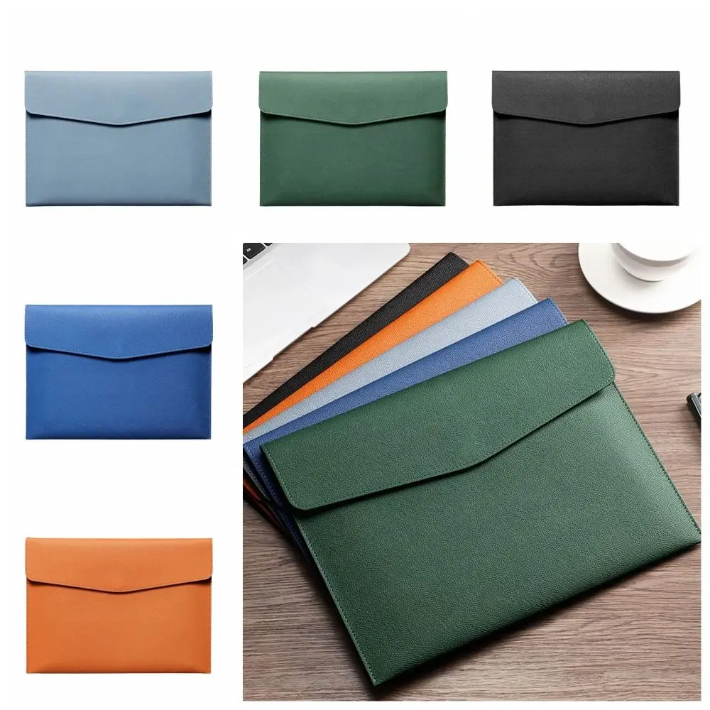 A4 Handheld File Storage Bag PU Leather with Magnetic Buckle Business Briefcase Dustproof Exquisite Handheld Laptop Bag