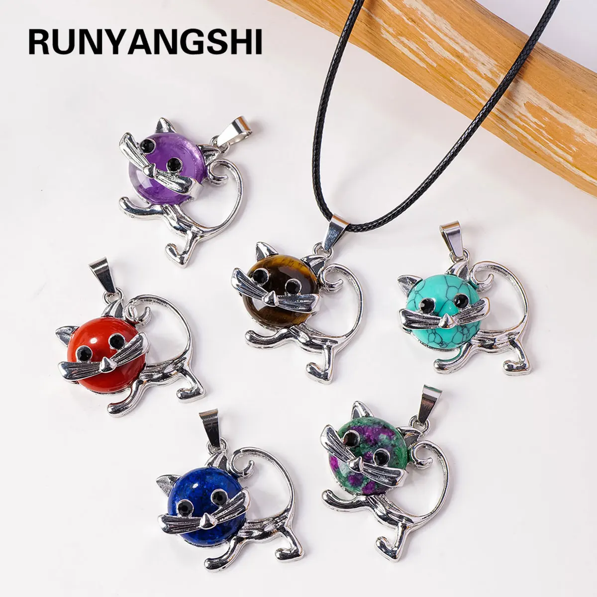 1PC Crystal Cute Cat Imagenecklace DIY Hot Selling Fashion Couple Necklace Accessories