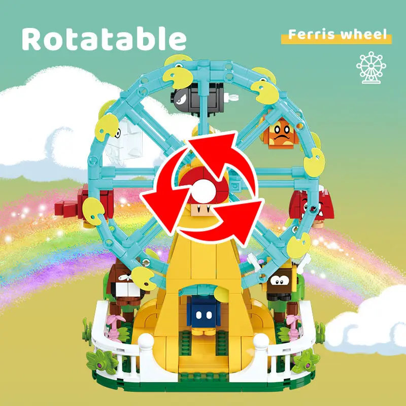 Carousel Ferris wheel Hot air balloon Building Blocks Amusement Park Friends Bricks City Srteet view Toys for Children Gift