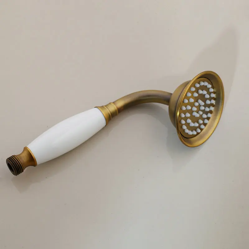 KEMAIDI Antique Brass Wall Mounted Bathroom Bathtub Faucet Mixer Tap With Hand Shower Head Mixer Shower Faucet Set Long Spout