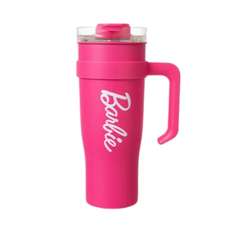 Miniso Cartoon Barbie tazza in acciaio di paglia di grande capacità di bell\'aspetto Girly Heart Cute Portable tazza d\'acqua in acciaio inossidabile