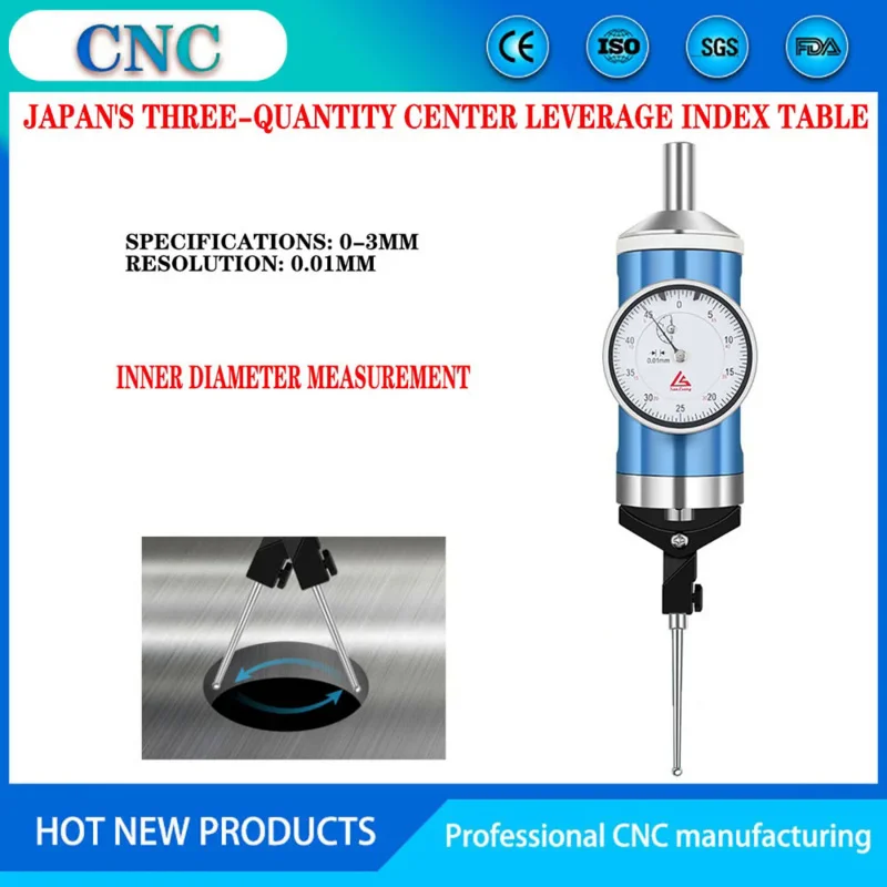 Three-quantity centering lever indicator table center mechanical pointer table centering table dial indicator accuracy 0-3MM