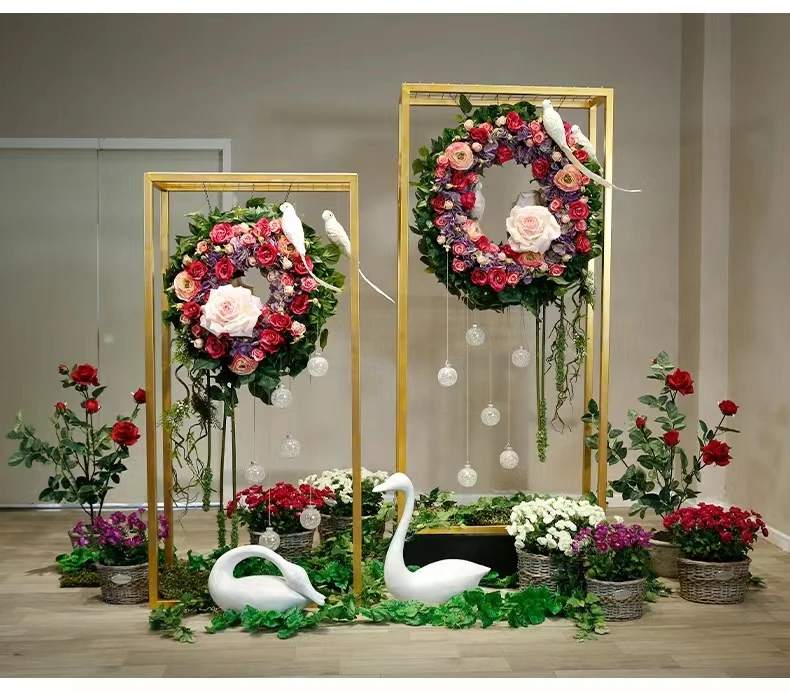 

10 PCS Grand Event Stage Square Grid Frame Background Mall Windows Cabinet New Arrival Props Balloon Flower Plant Arch Stand