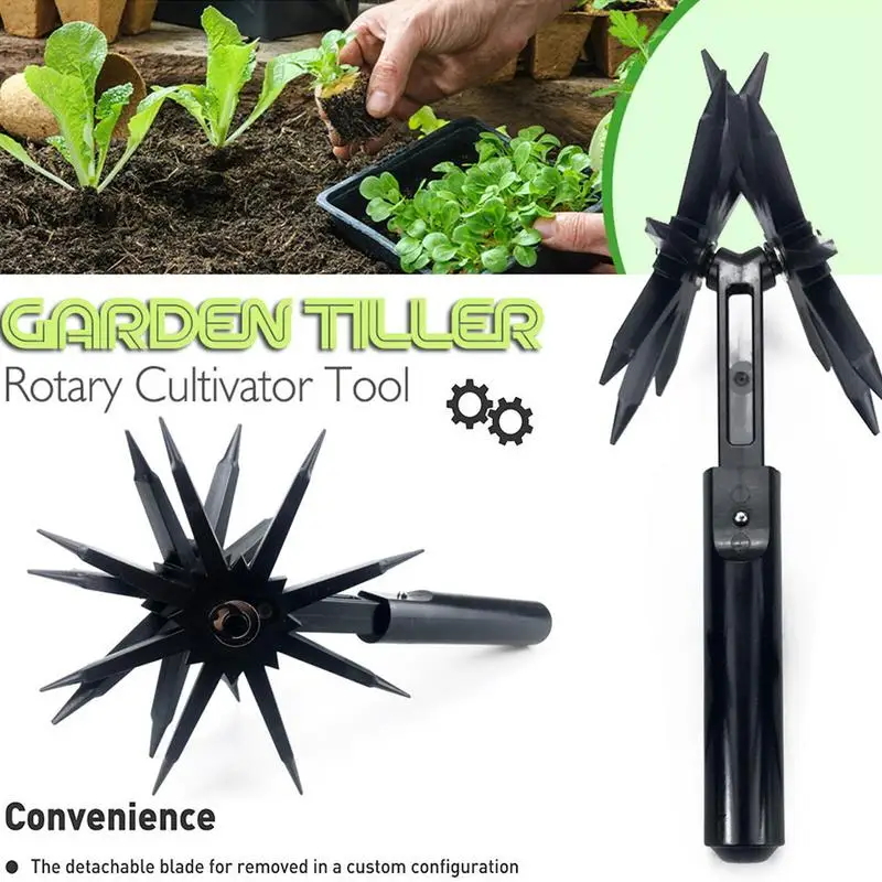 

Rotary Cultivator Garden Lawn Ripper,Adjustable Gardening Rotary Tiller and Hand-Held Garden Cultivator Tool Soil Plowing Tool