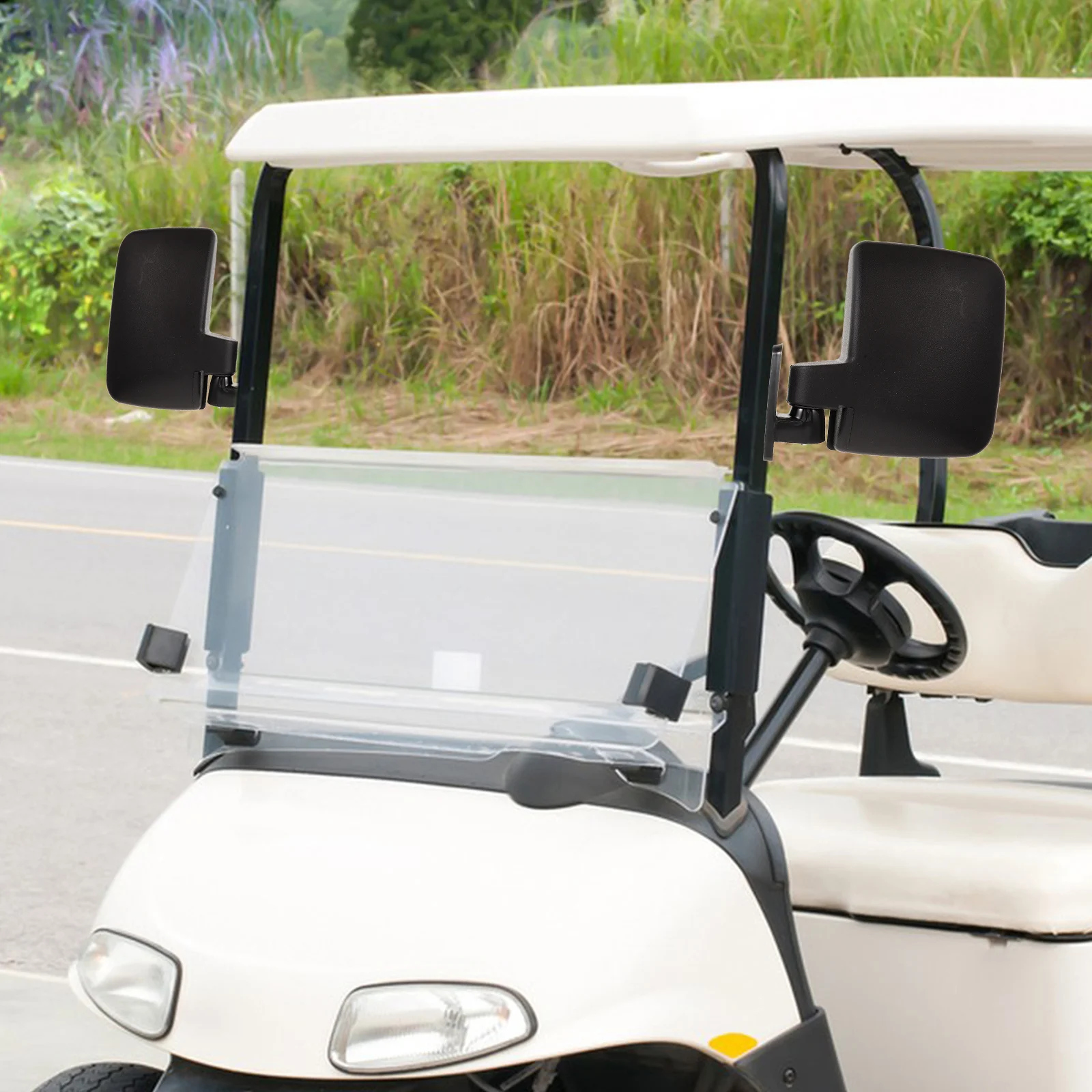 

1Pair Golf Cart Mirror Replacement Sturdy Plastic Rearview Mirror for Cart Models Easy Install Outdoor Use