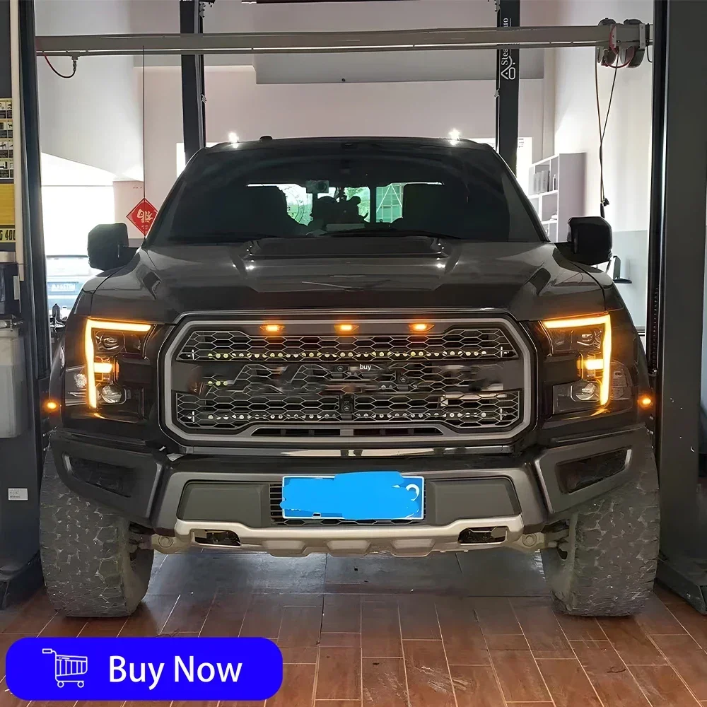 

Для Ford Raptor F150 2015-2017 автомобильные передние фонари, светодиодные автомобильные фары в сборе, обновление, новый стиль, 2 линзы проектора, автомобильные аксессуары