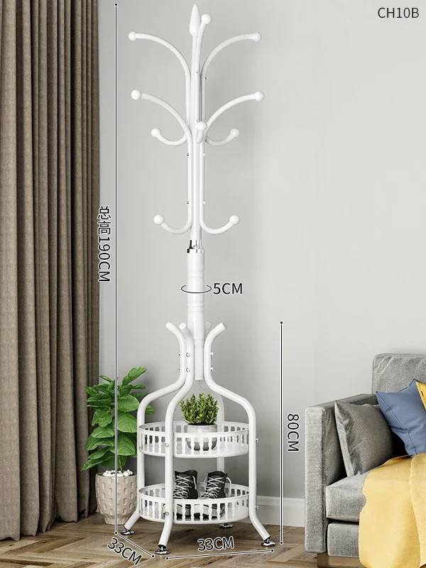 

Living Room Iron Coat Rack Floor Standing Large-capacity Clothe Storage Organizer Bedroom Storage Shelf With Hook Home Furniture