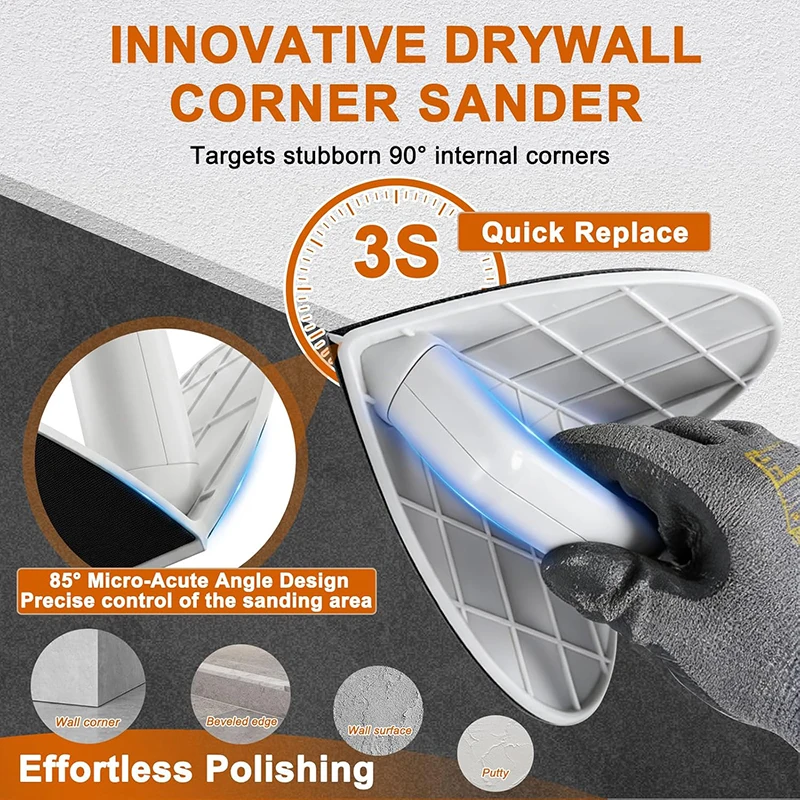 Multifunctional Semi-Circular Angle Sanding Sandpaper Tool Self-adhesive 90 Degree Sanding Tool for Drywall Sanding Paper Holder