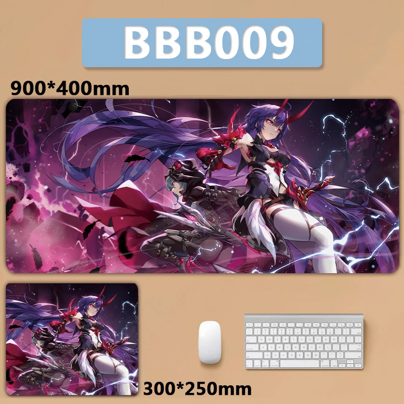 Imagem -05 - Grande Mousepad para Teclado e Mouse Honkai Impact 3rd Elysia Bronya Zaychik Raiden Mei Xxl