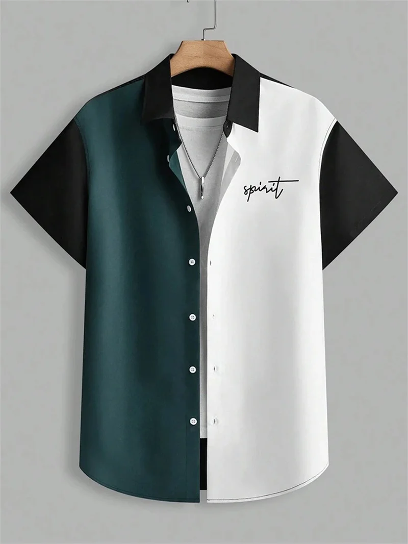 

2025 New Fashionable Printed Shirt Men's Seaside Summer Casual Short Sleeve Top Holiday Clothing
