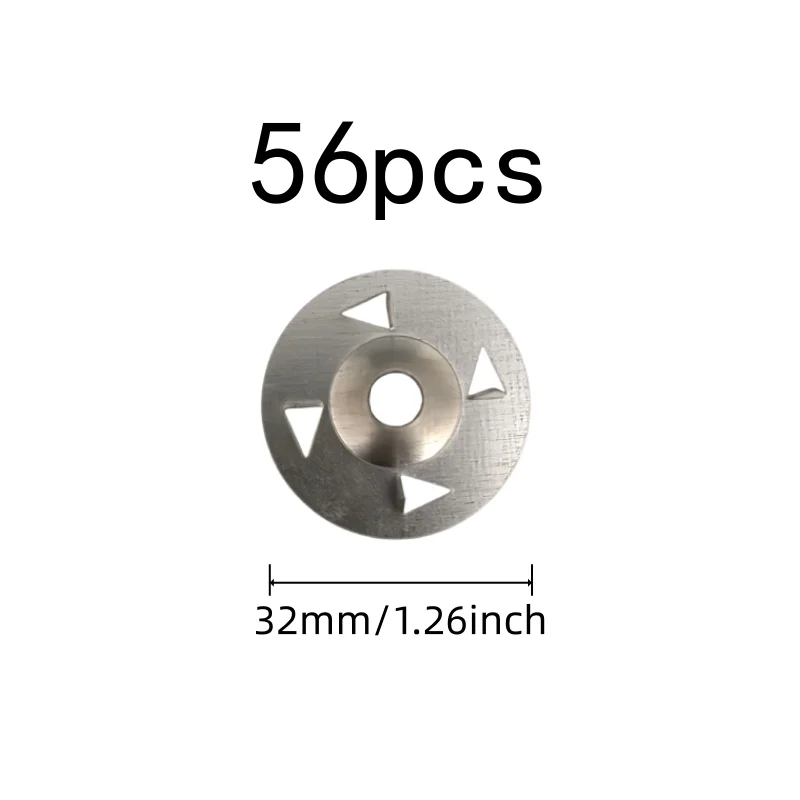56 pcs 32mm Claw-Type Washers, Gypsum Board Fixing, Pre-Drilled Center Hole, Four Claw Anti-Slip Design
