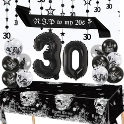 20th 30th Birthday Decorations Death Supplies Including Birthday Rip Foil Balloon to My 20s Sash 30s Balloon Cake Cupcake Topper