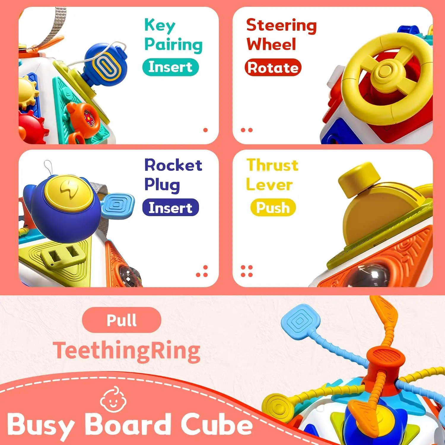 22 In 1 Montessori Busy Board Cube Sensory Educational Toy_voghion.com
