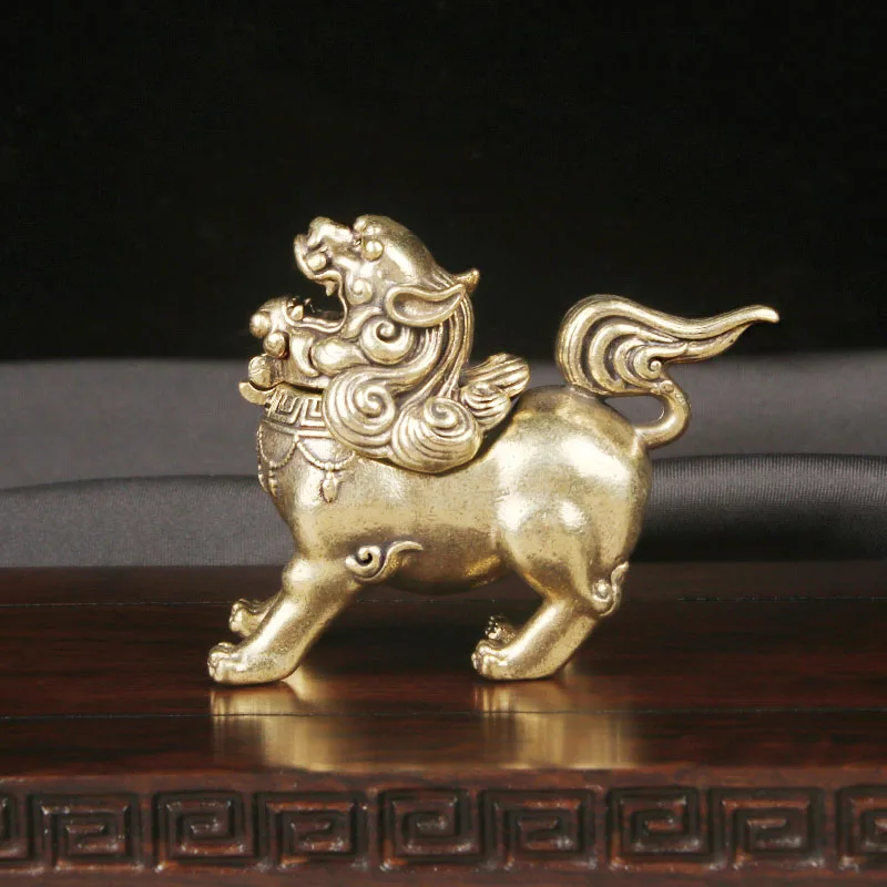 Brass Antique Play With Auspicious Beasts Qilin Roars In The Sky Incense Burners Attract Wealth Home Decorations Bronze Ware