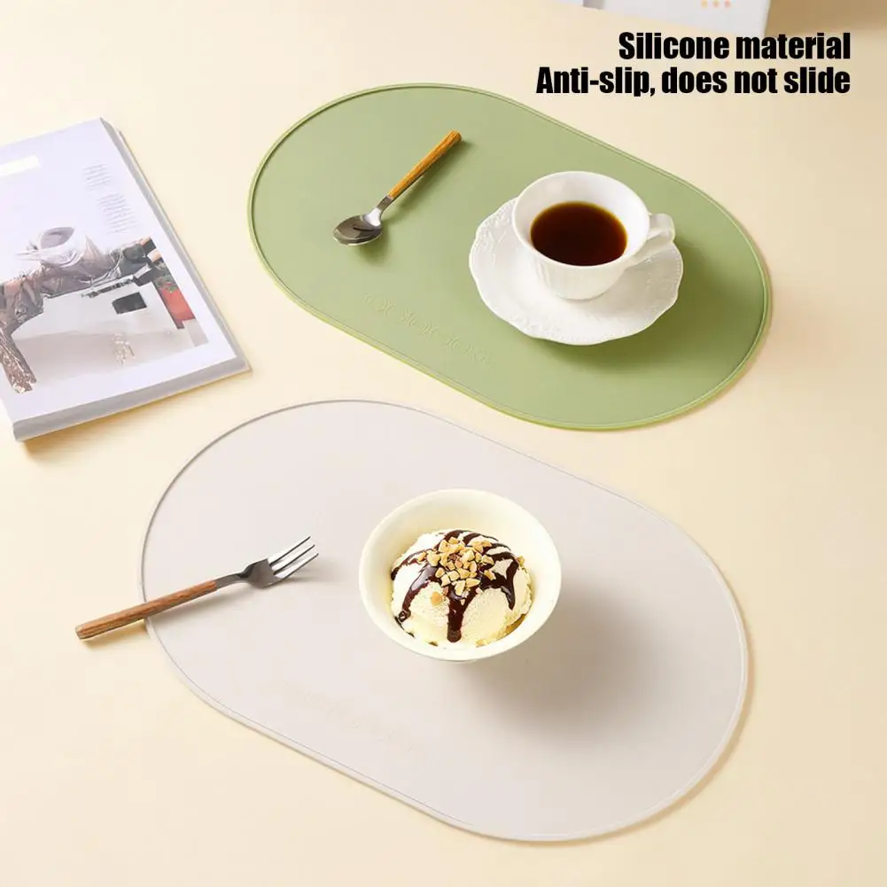 40cm Silicone Placemats With Raised Edges, Non-Slip Reusable Kids Placemats, Waterproof Heat Resistant Kitchen Dinning Table Mat
