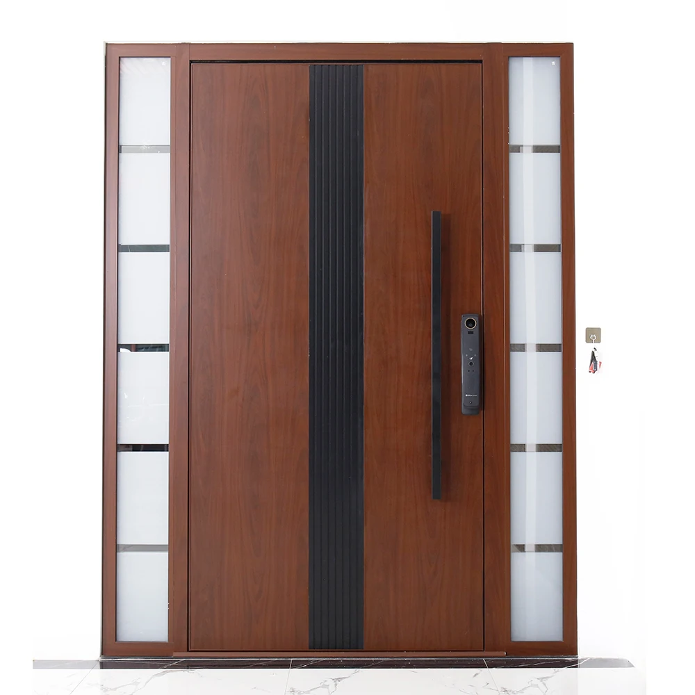 Sixinalu Entrance Doors Safety 3mm Aluminum Alloy Profile Front Exterior Entry Casement Door With Smart Lock Custom Home Decor