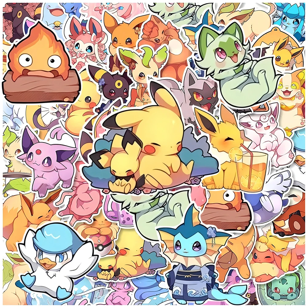 10/30/50pcs Cute Pokemon Cartoon Stickers Kawaii Pikachu Decals Waterproof Graffiti Notebook Scrapbook Classic Anime Sticker Toy
