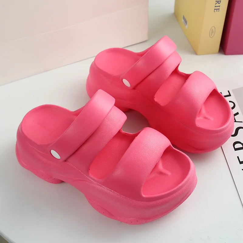 Summer Women\'s Sandals 2024 New EVA Thick Sole Elevated Women\'s Slippers Anti Slip Outdoor Sandals Household Platform Slippers