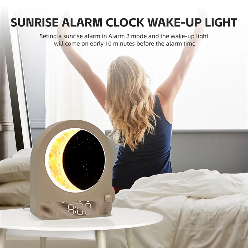 

AA86 Alarm Clock Sunrise Wake Up Light, Night Lamp Clocks For Bedrooms With Meteors Lights, Dual Alarm Clock